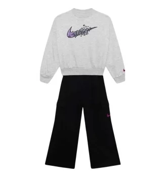 Nike Tuta Felpa Pantaloni Girls Grigio Nero 36N377-023
