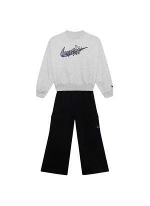 Nike Tuta Felpa Pantaloni Girls Grigio Nero 36N377-023