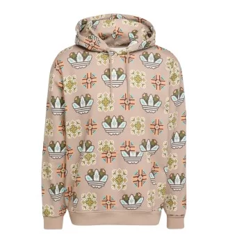 Adidas Felpa Cappuccio Tile Allover Print M Beige JW1084