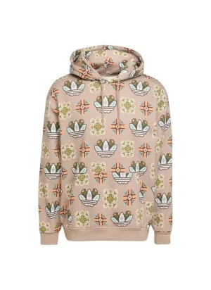 Adidas Felpa Cappuccio Tile Allover Print M Beige JW1084