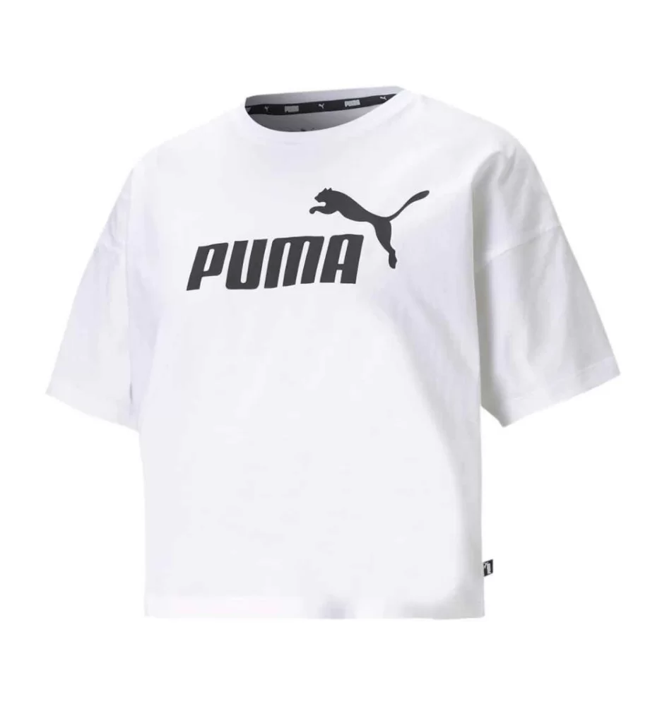 Puma T-shirt Essentials Cropped Logo W Bianco
