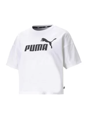 Puma T-shirt Essentials Cropped Logo W Bianco