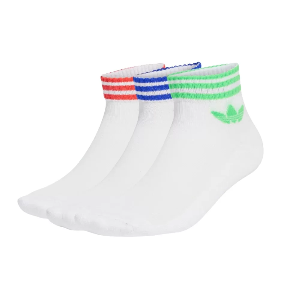 Adidas Calzini Caviglia Orli Coste 3Paia Bianco Blu Rosso Verde JV7439