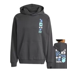 Adidas Felpa Cappuccio Graphic Gfx Grigio E Celeste JX1811