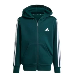 Adidas Felpa Zip Cappuccio 3 Stripes Jr Blu Verde JY4978