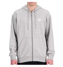 New Balance Felpa Zip Cappuccio Sport Essentials Mini Logo French Terry M Grigio MJ41501AG