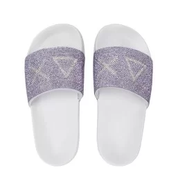 Sun68 Ciabatta Girl's Slippers Strass Logo Bianco Lilla X36411T 0124
