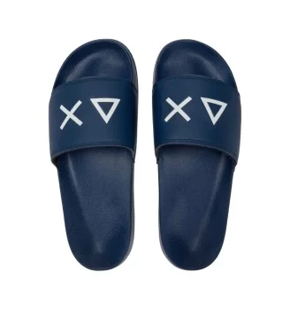 Sun68 Ciabatta Slippers Logo M Blu Navy Bianco X36110 07