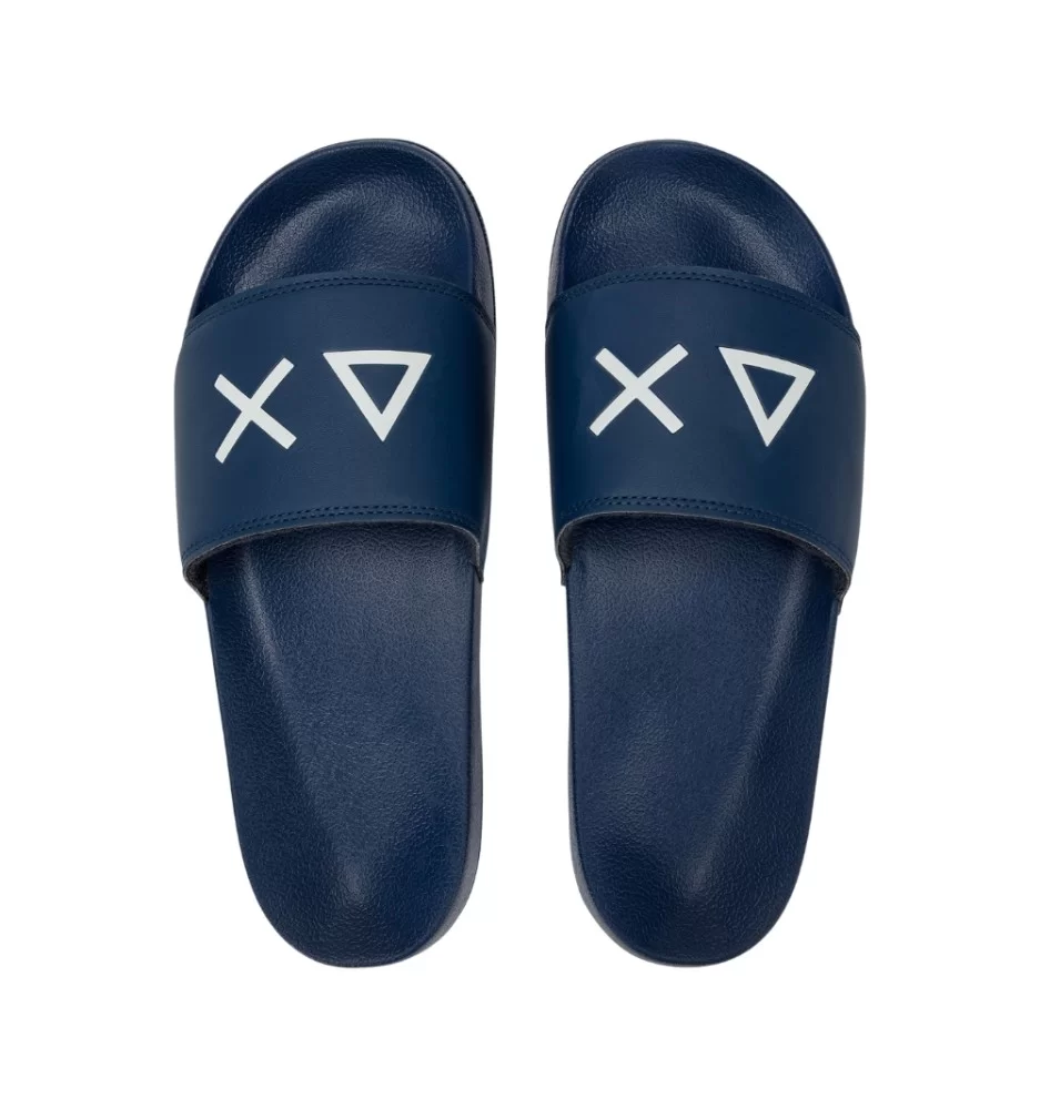 Sun68 Ciabatta Slippers Logo M Blu Navy Bianco X36110 07