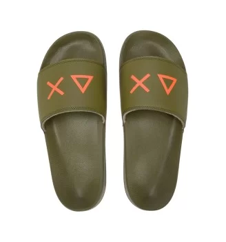 Sun68 Ciabatta Slippers Logo M Verde Militare Arancione X36110 19