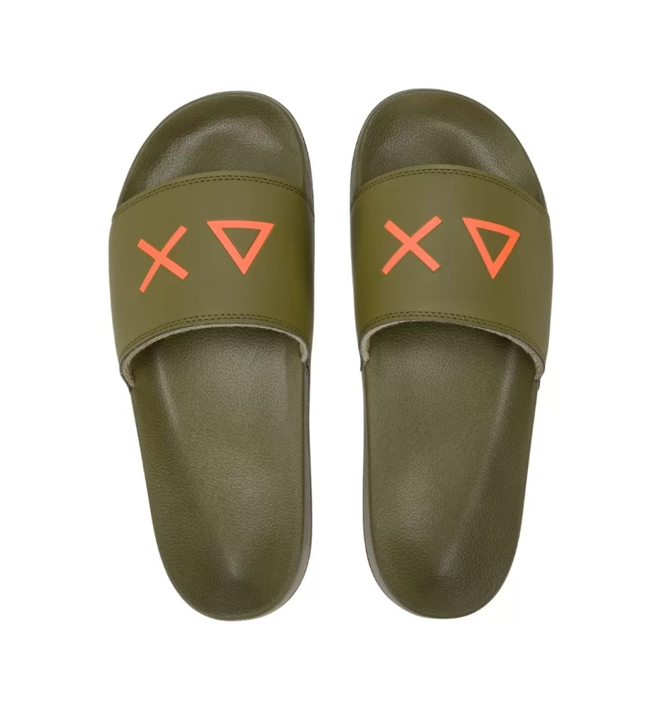 Sun68 Ciabatta Slippers Logo M Verde Militare Arancione X36110 19