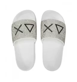 Sun68 Ciabatta Slippers Strass Logo Bianco Nero X36211 01