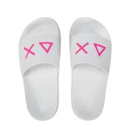Sun68 Ciabatta Girl's Slippers Logo Jr Bianco Fucsia X36410T 01
