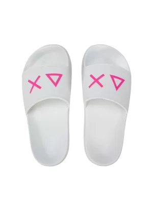 Sun68 Ciabatta Girl's Slippers Logo Jr Bianco Fucsia X36410T 01