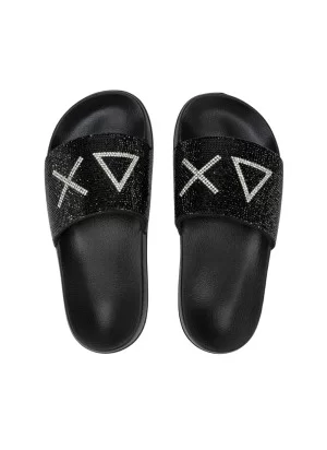 Sun68 Ciabatta Girl's Slippers Strass Logo Jr Nero X36411T 11