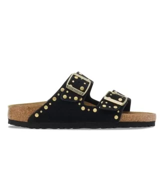 Birkenstock Ciabatta Arizona Rivet Black Suede Leather W Nero 1030348