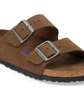 Birkenstock Ciabatta Arizona Stretta Plantare Morbido Dark Tea Suede W Marrone | Birkenstock | 