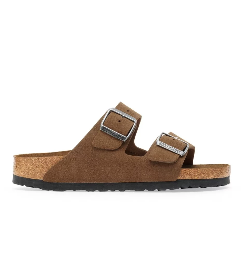 Birkenstock Ciabatta Arizona Plantare Morbido Dark Tea Suede W Marrone 1030865