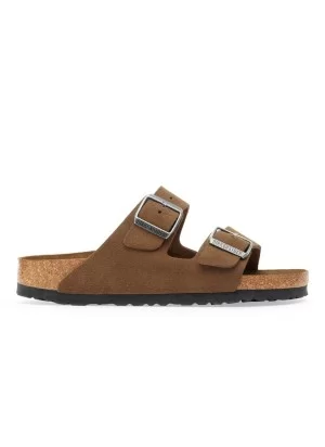 Birkenstock Ciabatta Arizona Plantare Morbido Dark Tea Suede W Marrone 1030865