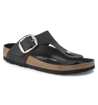 Birkenstock Infradito Gizeh Regolare Oiled Leather Big Buckle Black W Nero | Birkenstock | 