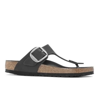 Birkenstock Infradito Gizeh Oiled Leather Big Buckle Black W Nero 1023334