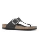 Birkenstock Infradito Gizeh Oiled Leather Big Buckle Black W Nero 1023334