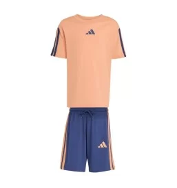Adidas Tuta 160 Essential 3 Stripes Kids Arancione Blu KC6148
