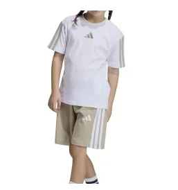Adidas Tuta 160 Essential 3 Stripes Kids Bianco Beige KC6149