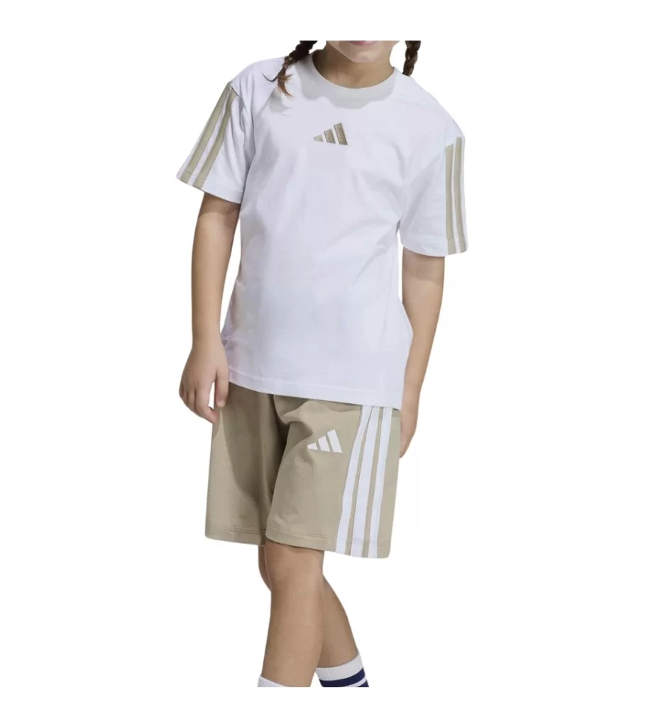 Adidas Tuta 160 Essential 3 Stripes Kids Bianco Beige KC6149