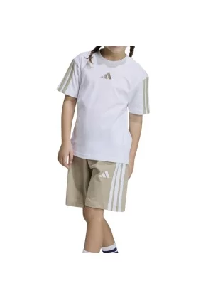 Adidas Tuta 160 Essential 3 Stripes Kids Bianco Beige KC6149