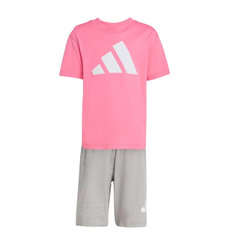Adidas Tuta 160 Big Logo Kids Rosa Grigio KD6005