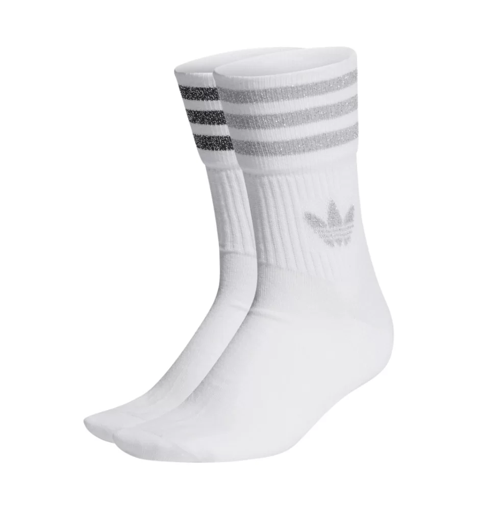 Adidas Calzini Glitter Polpaccio 2 Paia Bianco HC9561