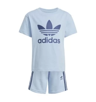 Adidas Tuta Big Logo 3 Stripes Kids Celeste JC9160
