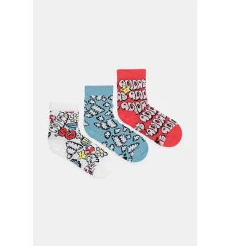 Adidas Calzini Fun 3 Paia Bianco Celeste Rosso | Adidas | 