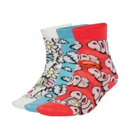 Adidas Calzini Fun 3 Paia Bianco Celeste Rosso JH3421