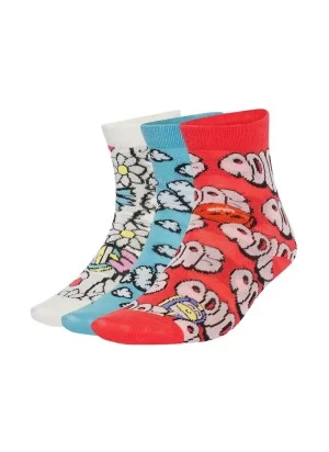 Adidas Calzini Fun 3 Paia Bianco Celeste Rosso JH3421