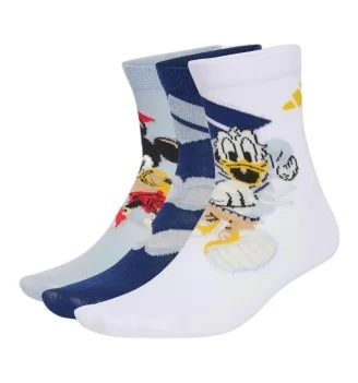 Adidas Calzini Mouse Mouse 3 Paia Kids Bianco Blu JG5807