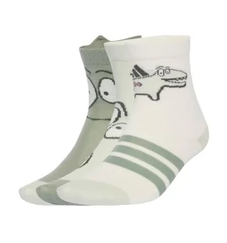 Adidas Calzini Adiraptor 3 Paia Kids Bianco Verde JD1325