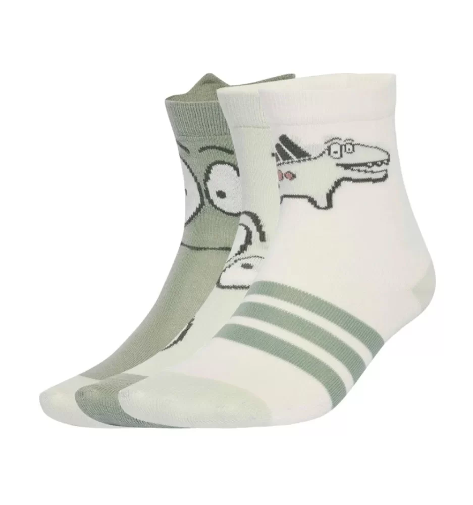 Adidas Calzini Adiraptor 3 Paia Kids Bianco Verde JD1325
