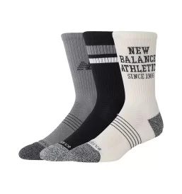 New Balance Calzini Active Polpaccio Graphic 3 Paia Bianco Panna Grigio Nero LAS35111AS
