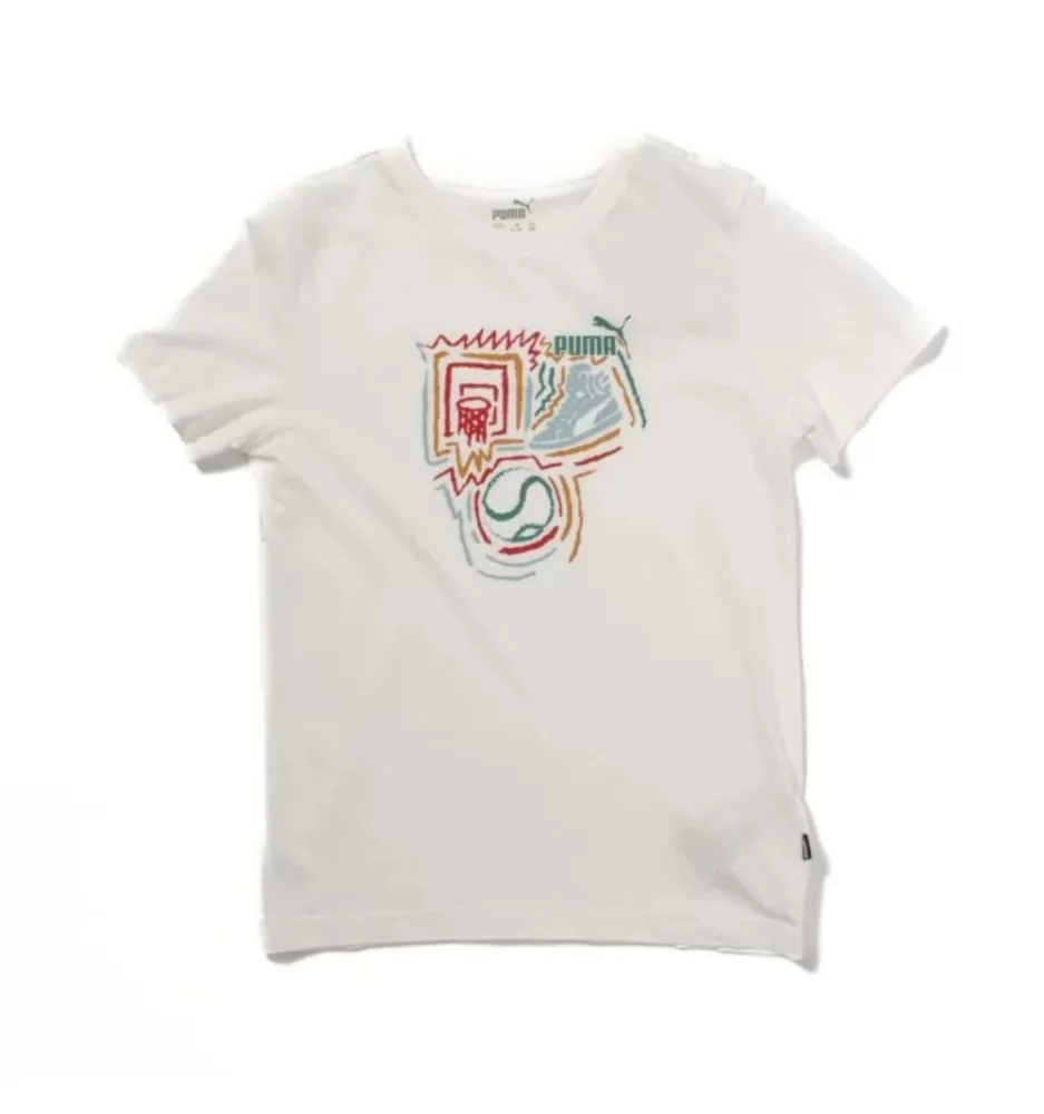 Puma T-shirt Graphics Year of Sports Boys Bianco 680299-02