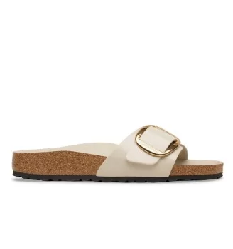 Birkenstock Ciabatta Madrid Big Buckle Hex W Shine Oyster Bianco 1031823