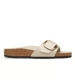 Birkenstock Ciabatta Madrid Big Buckle Hex W Shine Oyster Bianco 1031823