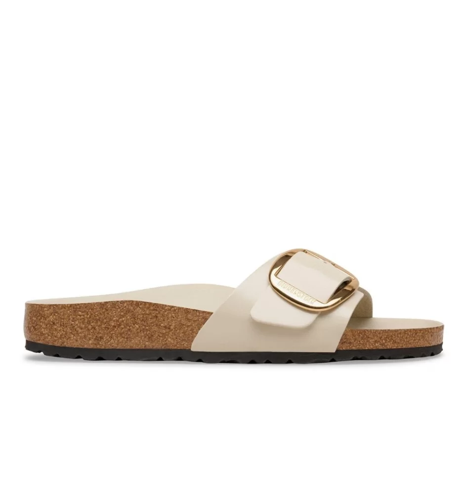 Birkenstock Ciabatta Madrid Big Buckle Hex W Shine Oyster Bianco 1031823