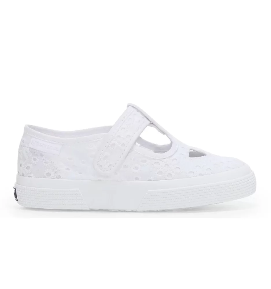 Superga Sandalo 3663 Cotone Sangallo Eyes Kids Bianco S6144NW 900
