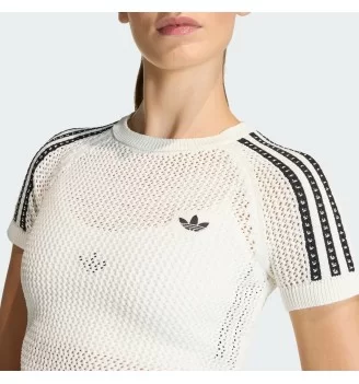 Adidas T-shirt Knitted Crochet Cali W Bianco Nero | Adidas | 