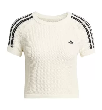 Adidas T-shirt Knitted Crochet Cali W Bianco Nero KE0200