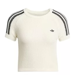 Adidas T-shirt Knitted Crochet Cali W Bianco Nero KE0200