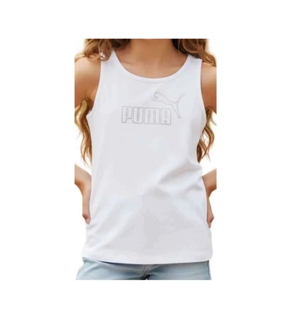 Puma Canotta Logo Rhinestone Girls Bianco 693911-02