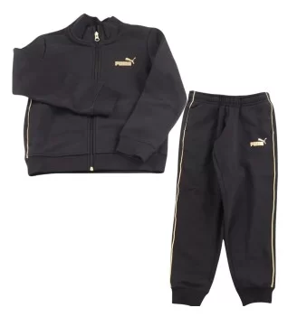 Puma Tuta Zip Essentials Textured Foil Logo Fleece Girls Nero 692212-01